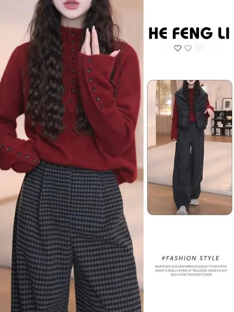 

Женский вязаный свитер с высоким воротником и длинными рукавами, осенне-зимний, универсальный, повседневный, свободного кроя, модный трикотаж