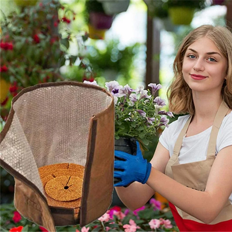 الشتاء بوعاء النبات حقيبة عزل كيس الشتلة الدافئة اناء للزهور Frostproof غطاء دافئ النبات غطاء متجمد أداة سهلة الاستخدام S