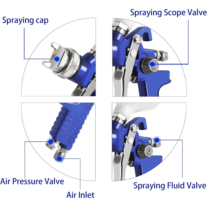 Spray Gun HVLP Pro Painting Gun H827 1.7mm Nozzle Paint Spray Gun High Quality Pneumatic Airbrush For Cars Wooden DIY