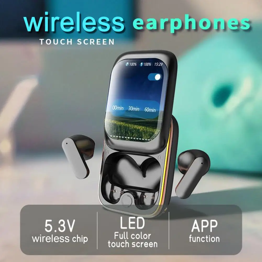 Touch Control Earbuds Touchscreen Charging Case High-tech Bluetooth Wireless Earbuds with Low Latency Noise for Enhanced