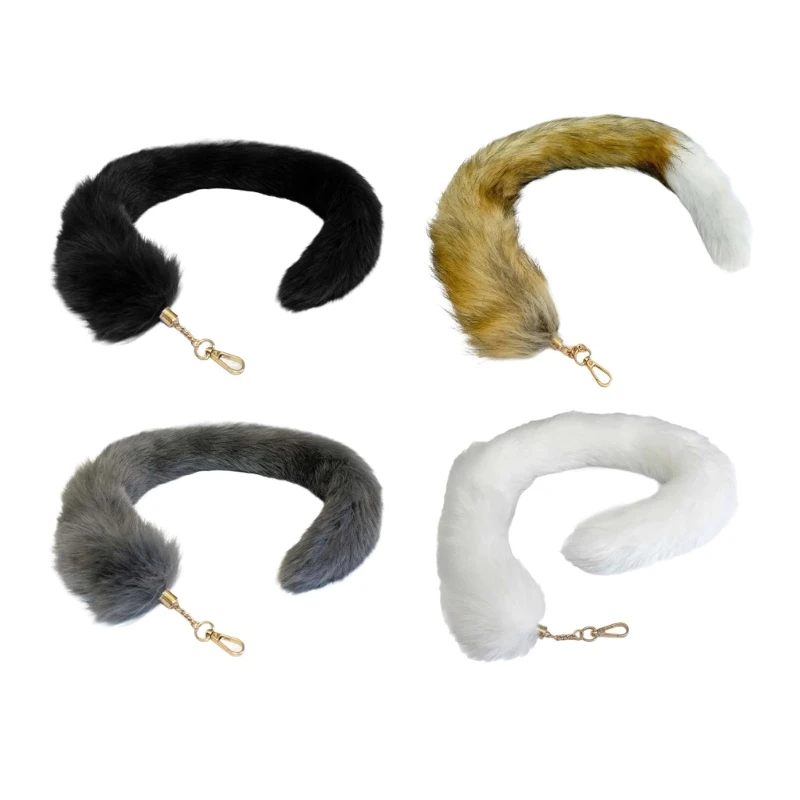 

Unique 80cm Long Tail Keychain Faux Furs Keyring Plushs Animals Tail Key Chains 3XUA