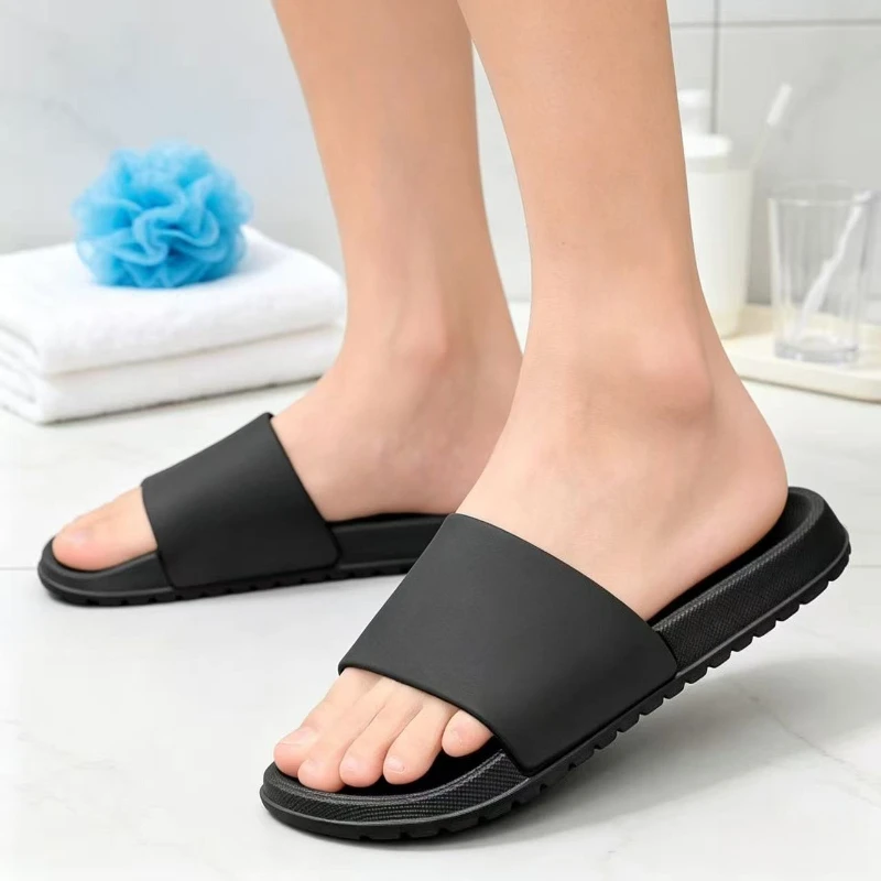 

Women's Black Slide Sandals Non-slip Flat Slippers Casual Open Toe Slides For Summer Beach Indoor And Outdoor Daily Wear