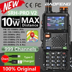 2026 Baofeng 5RH PRO V2 GPS Walkie Talkie 10W Long Range Portable Multi Band AM Wireless Copy Frequency USB-C Charge 2-Way Radio
