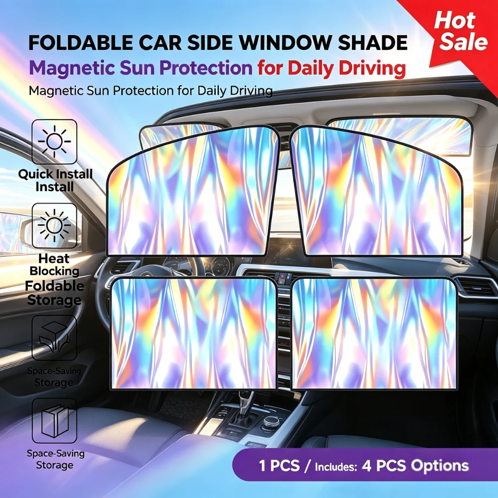 Car Side Window Sunshade Magnetic Curtain UV Protection Heat Reduction Foldable Privacy Cover For Vehicle Interior Accessories