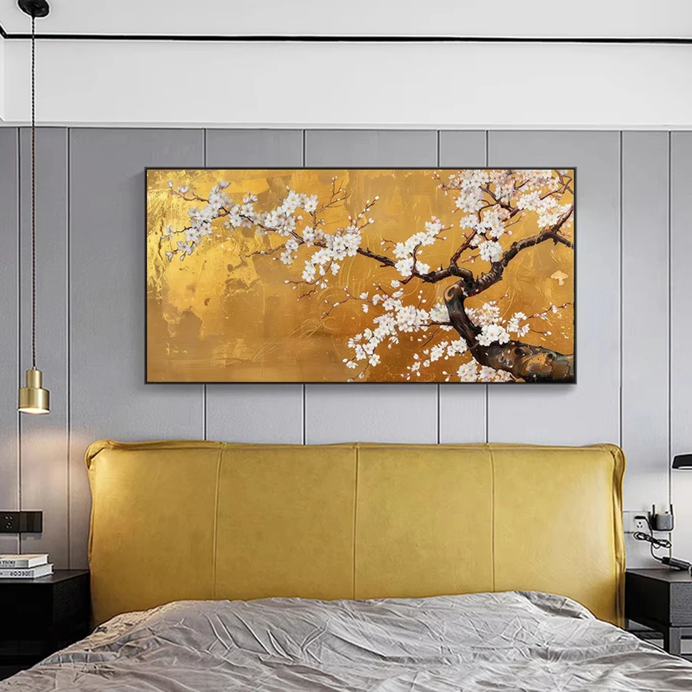 Bambus- und Kranich-Landschaft Leinwandgemälde Dekor Japanische Goldene Minimalistische Leinwandkunstdrucke Vollmond und Vögel Wandkunst Poster – Detail 6