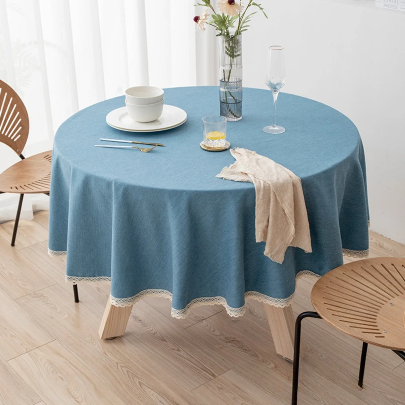 Imagen 4: Mantel redondo grande color sólido impermeable tela de mesa a prueba de aceite estera de mesa para mesa de comedor muebles restaurante cubierta de mesa
