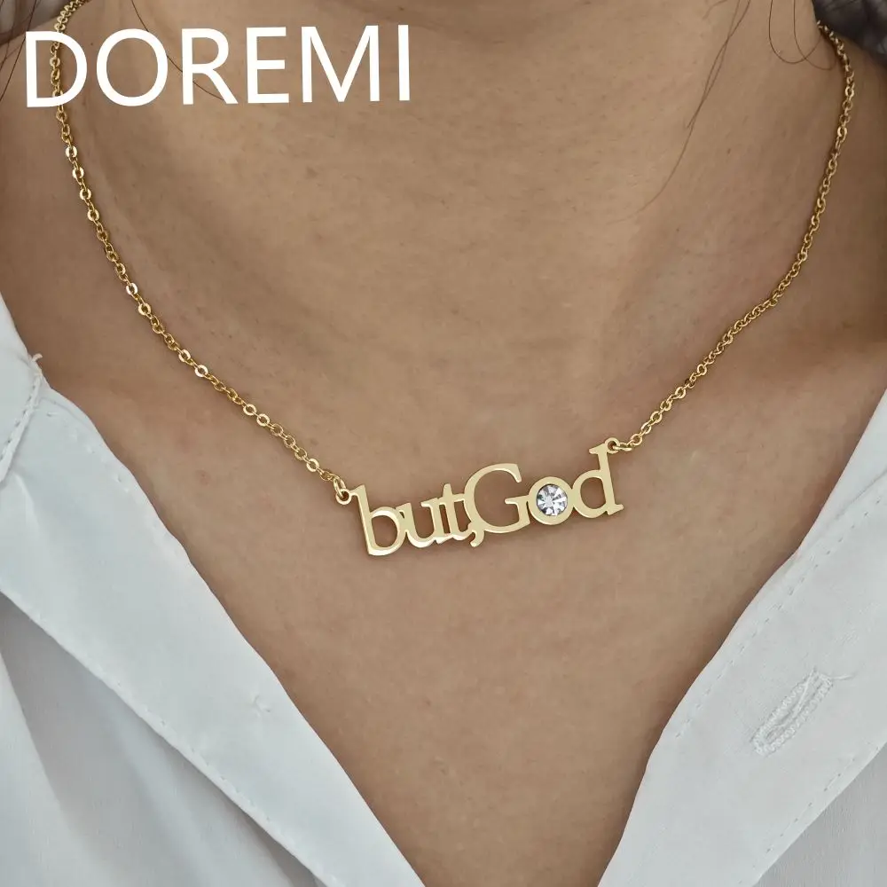 DOREMI Custom Jewelrty Gift Women Chains Choker Necklace Personalized Stainless Steel But God Name Necklace