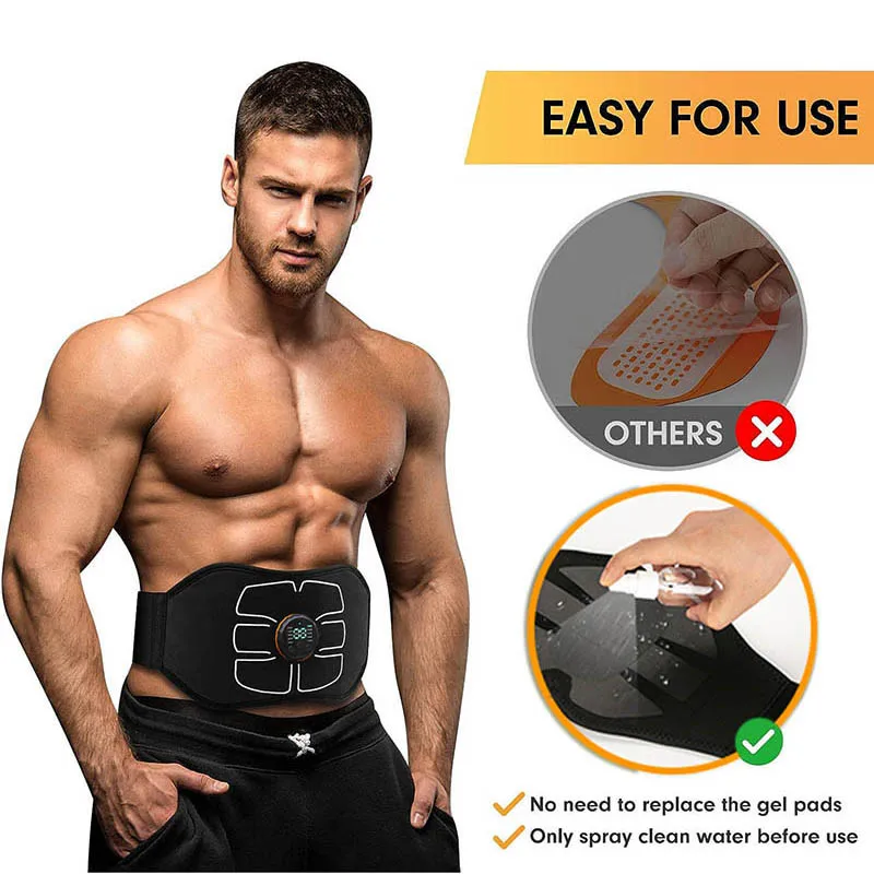 EMS Muscle Stimulator Vibration Body Slimming Belts Abs Trainer Abdominal Toning Belt USB Recharge Weight Loss Fitness Massager