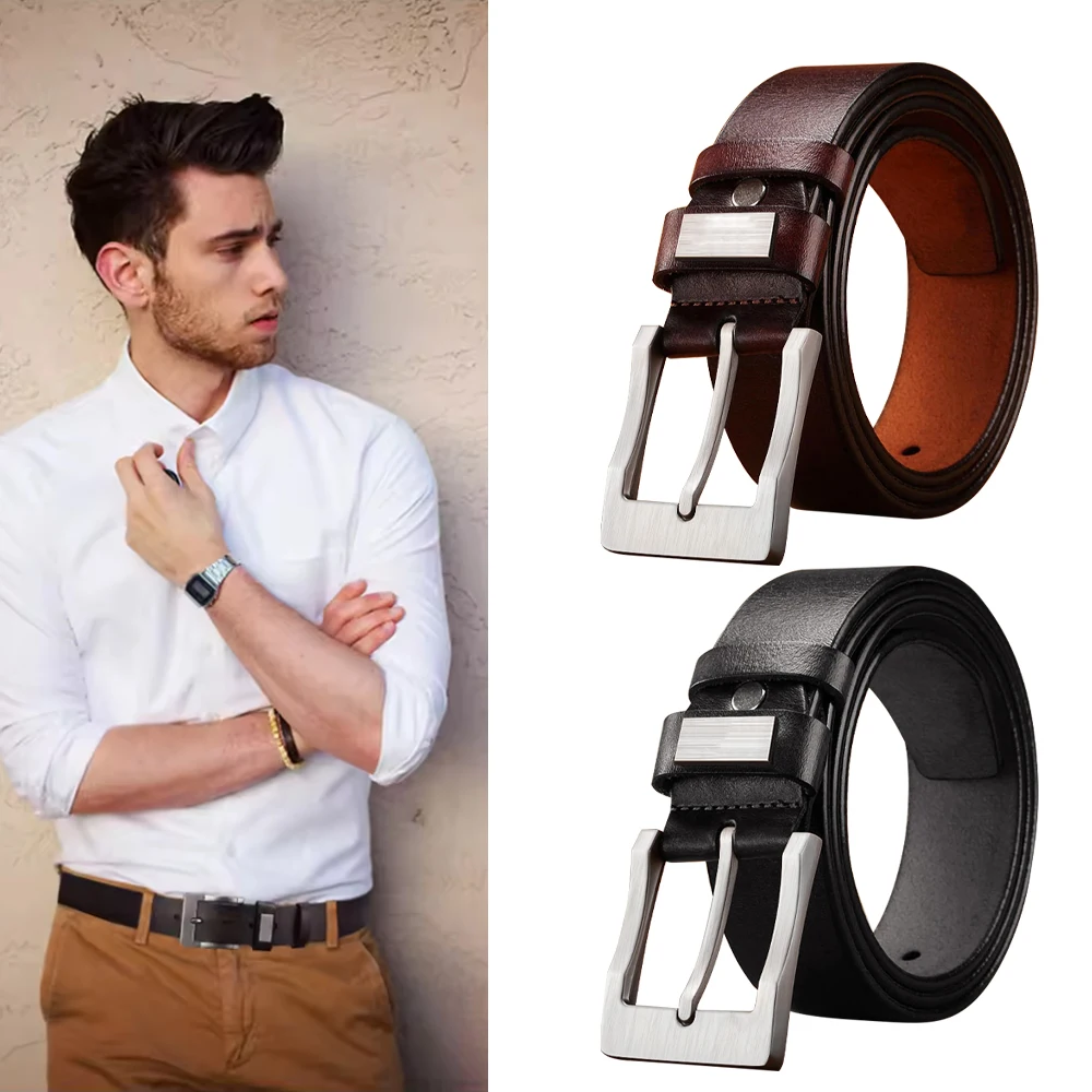 Neue männer Kuh Leder Gürtel Luxus Strap Männlich Gürtel Für Mode Klassische Vintage Pin Schnalle Hohe Qualität Designer Gürtel plus Größe – Detail 2