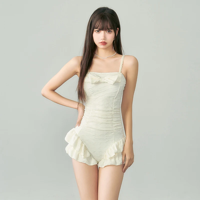 

Женский слитный купальник Ele для пляжа и термальных источников, с эффектом пуш-ап для небольшой груди, без рукавов, с фиксированными вставками, повседневный стиль