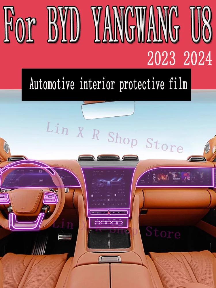 

For BYD YANGWANG U8 2023 2024 Gearbox Panel Navigation Screen Automotive Interior TPU Protective Film Cover Anti-Scratch