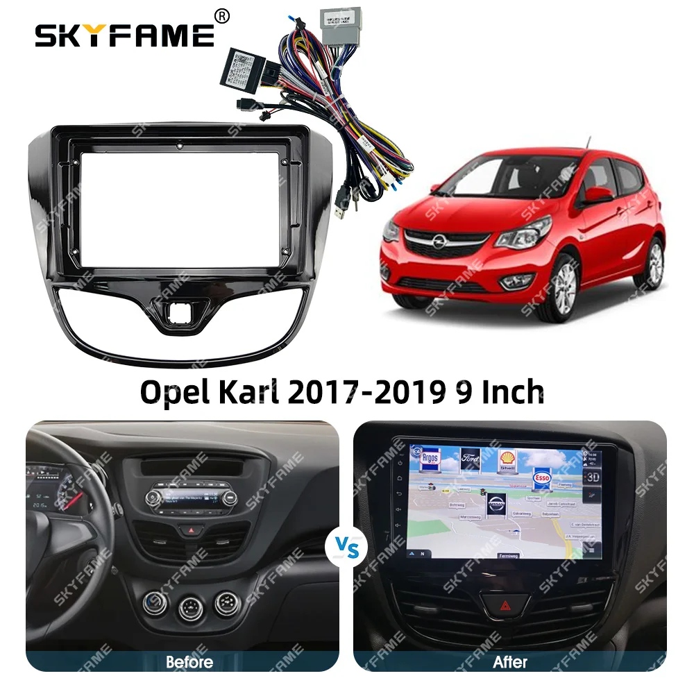 Skyfame quadro de carro adaptador fáscia android rádio traço montagem painel kit para opel karl vinfast fadil