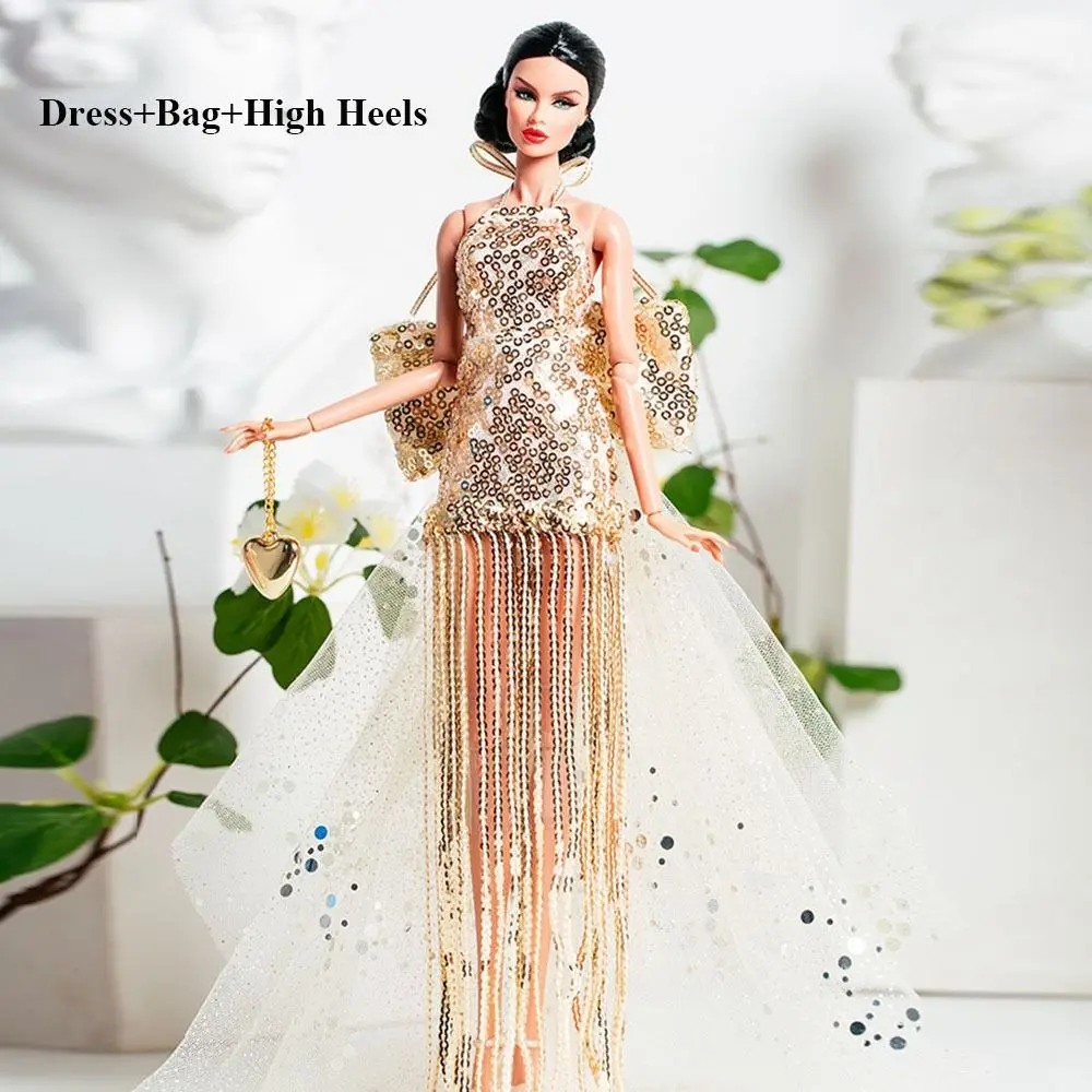 Neue Europäische Spitze Goldene Kleid Set Mode DIY Brautkleider 6 Stile Kleidung Zubehör für 30 cm BJD