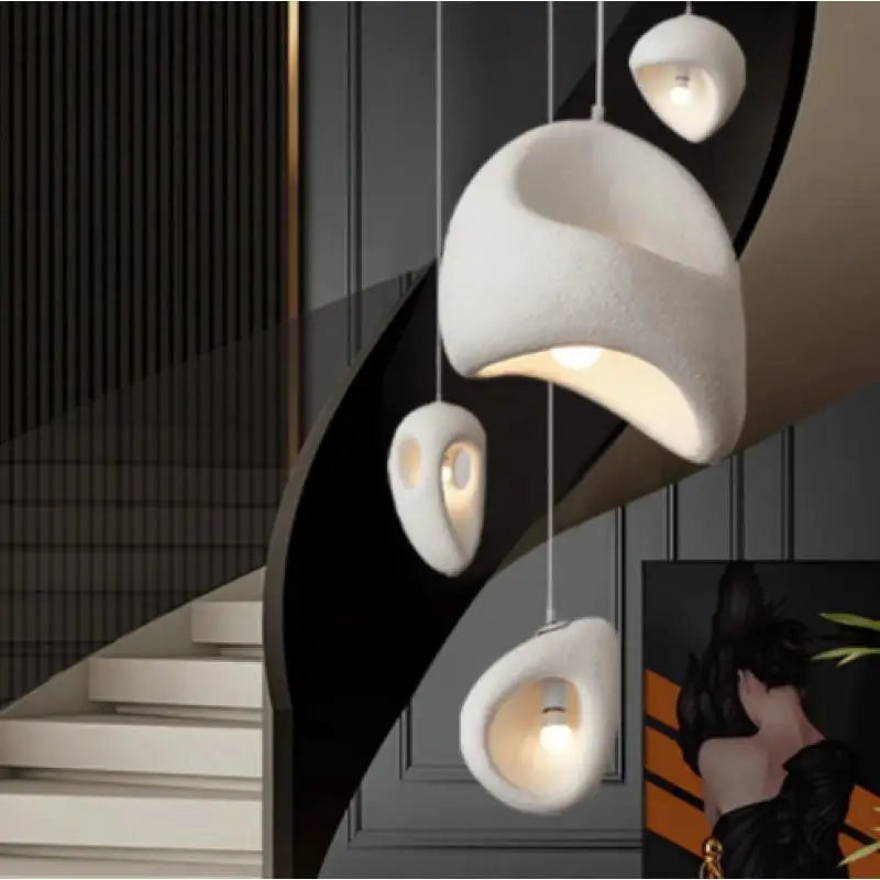 

Nordic Wabi Sabi style chandelier irregular living room villa spiral staircase homestay attic decorative lighting fixtures