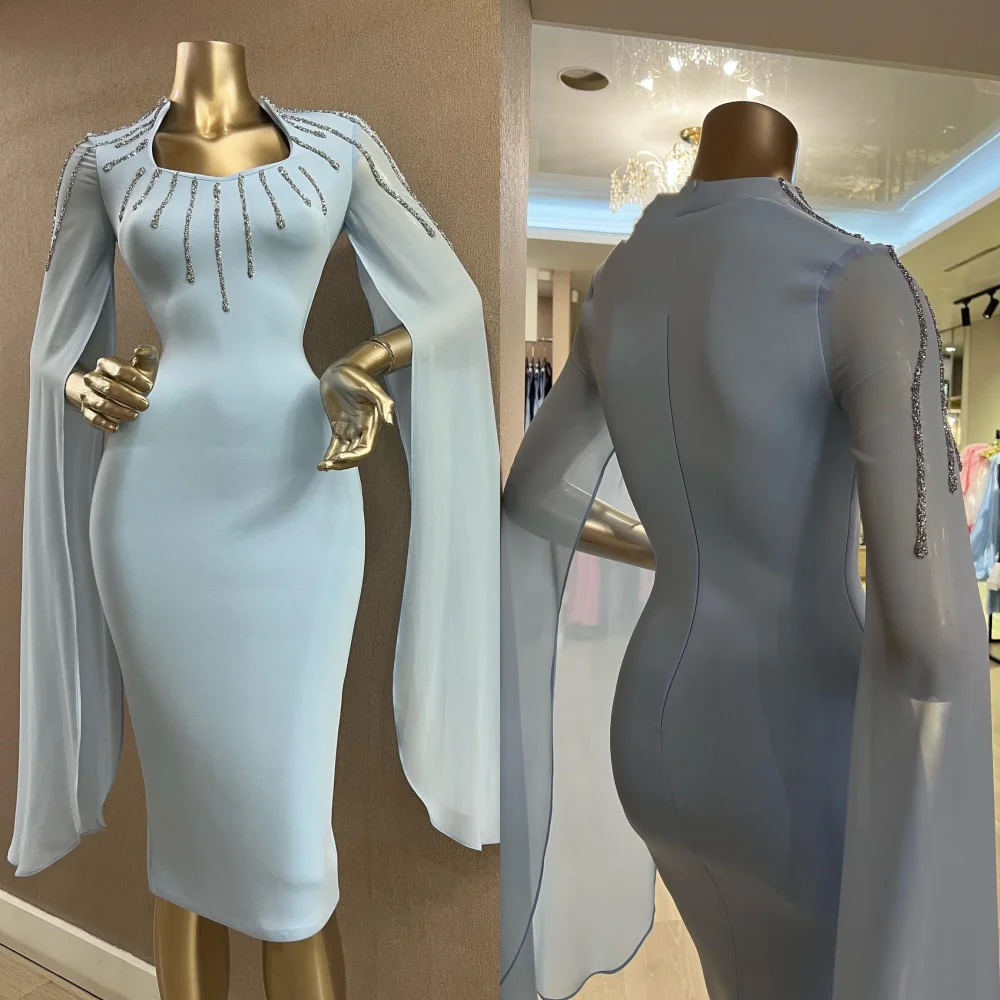 

Индивидуальные одинаковые классические трикотажные платья с блестками и складками Русалка с квадратным вырезом длиной до колена, платья на заказ, модные сексуальные платья