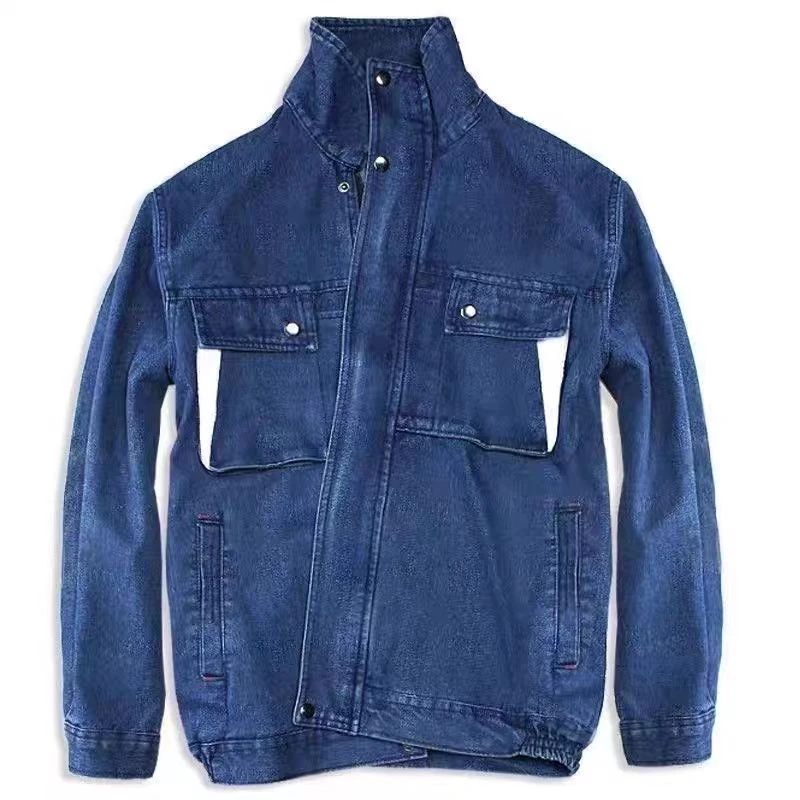 

Утолщенный джинсовый рабочий костюм для мужчин: огнестойкий комбинезон для сварки из хлопка и других материалов для работы в мастерской