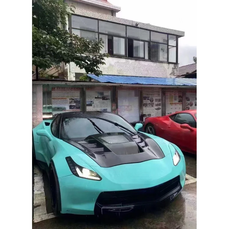 Superior Carbon Fiber Front Hood with Glass Window Compatible C7
