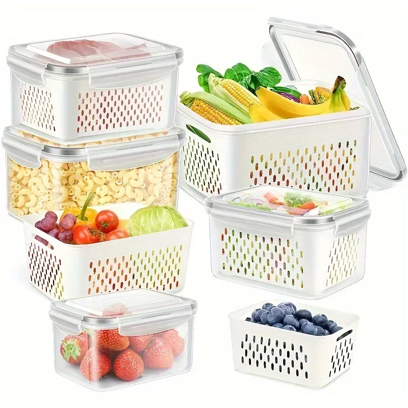 

6-Pack BPA-Free Plastic Food Storage Containers with Lids for Refrigerator, Multifunctional Airtight Freshness Preserving Bins