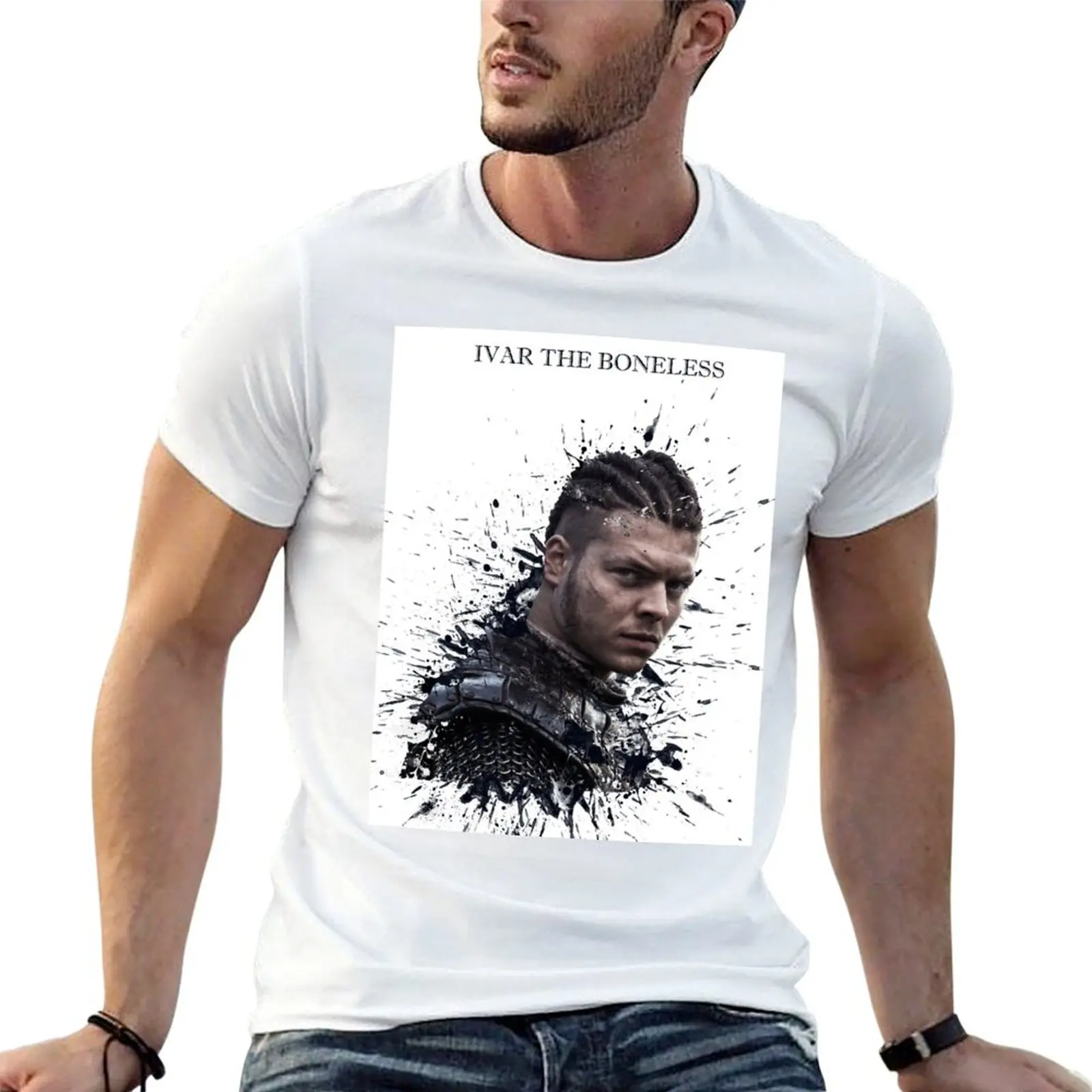 تي شيرت Ivar the boneless تي شيرت للرجال بقصة ضيقة تي شيرت مضحك للرجال