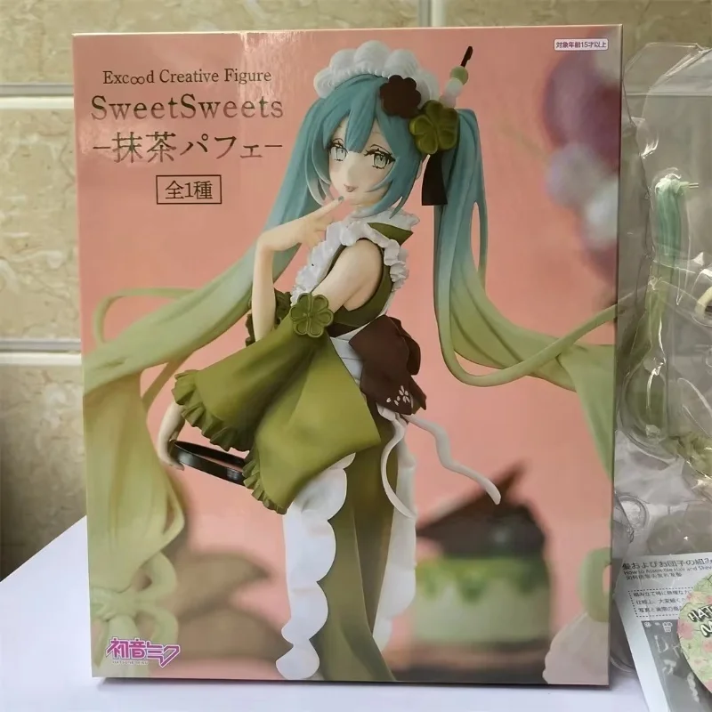 Hatsune Miku Buffy Matcha Color Dress Figure Creative Sweet Matcha Parfait Dress Collection Pvc Model Toy Unlimit Charm Gift