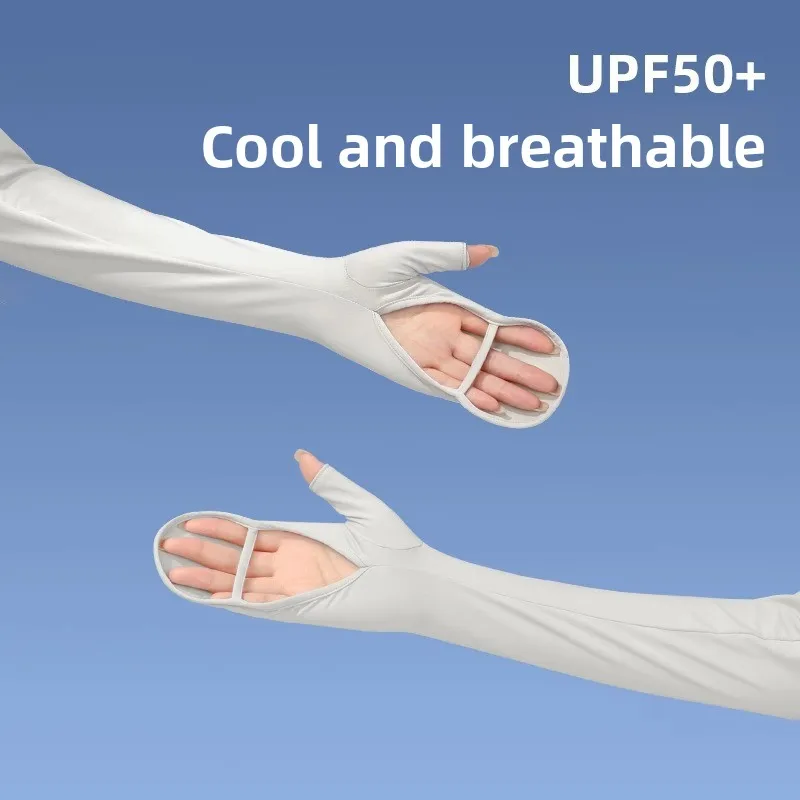 1 шт., защита от ультрафиолета, ледяные шелковые рукава, дышащие UPF50 + летние солнцезащитные перчатки, защита от солнца, защита для рук