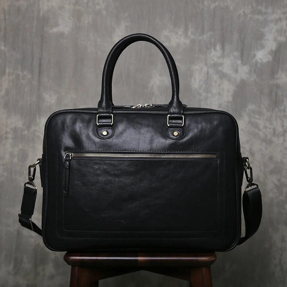 

Genuine Leather Computer Bag Men's Vegetable Tanned Top Layer Cowhide Handbag Casual Business Single Shoulder Srossbody Bag