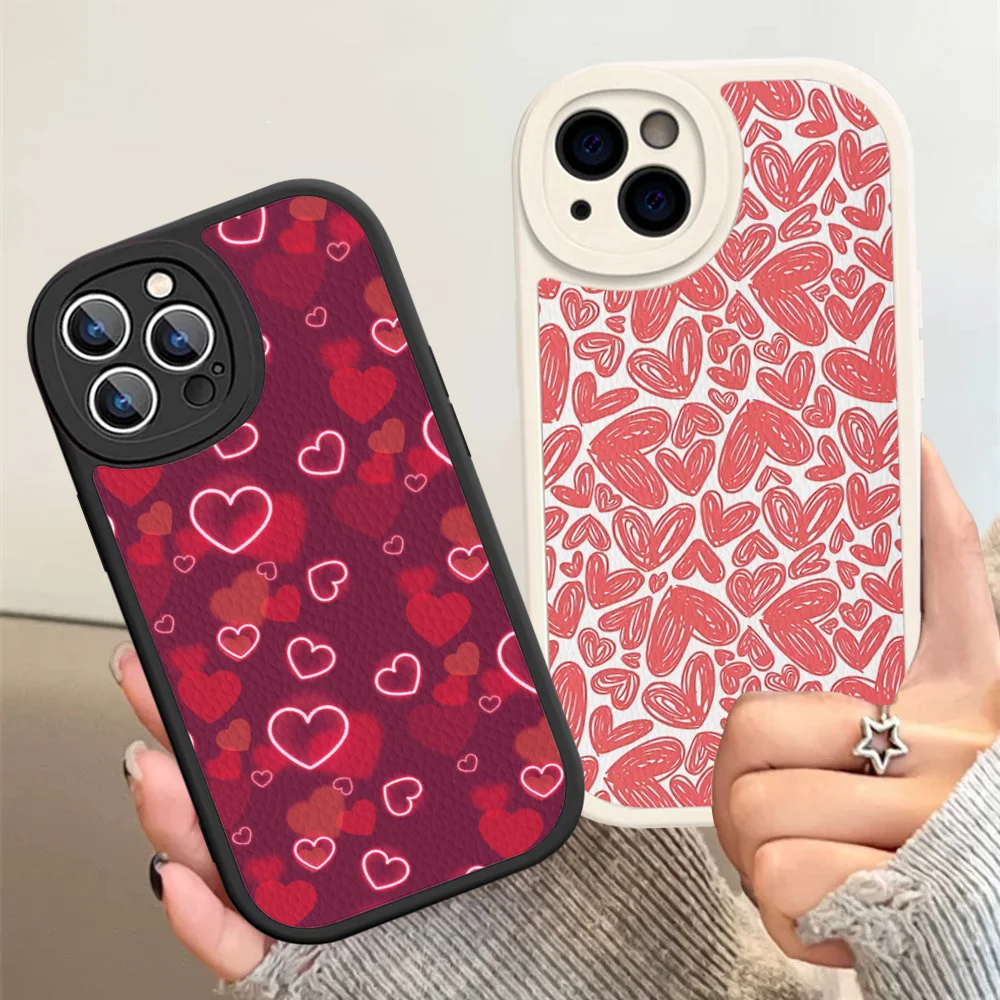 

Graffiti Pink Love Heart Phone Case Hard Leather For iPhone 14 13 12 Mini 11 14 Pro Max Xs X Xr 7 8 Plus Fundas