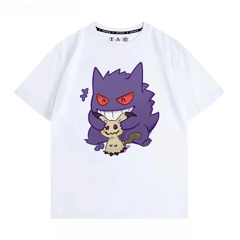 Pokémon Abbigliamento periferico Gengar Cartoon Coppia Indossare Top a maniche corte Uomini e donne Estate Animazione Periferica T-shirt congiunta