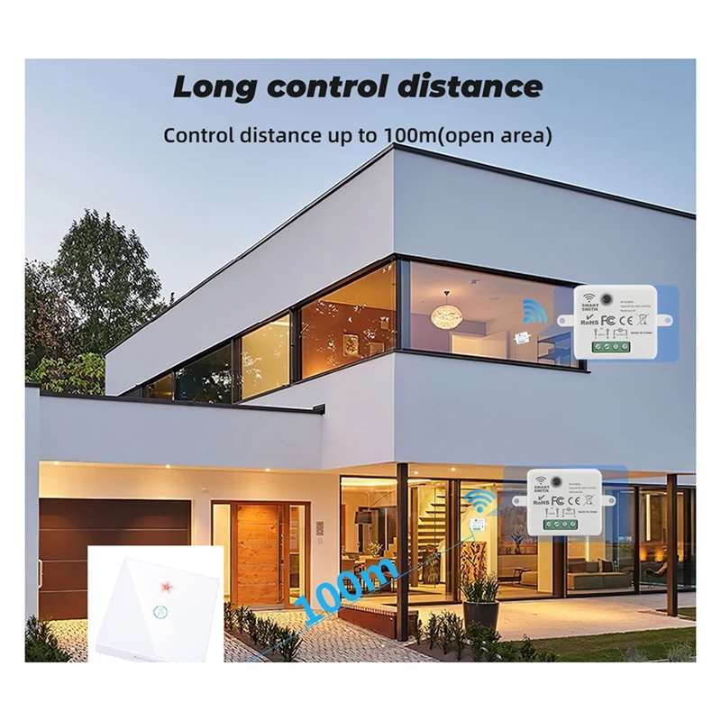 N75R-Smart Home Touch Switch Light Electrical 433Mhz Remote Control Wall Panel Button Receiver Led Lamp