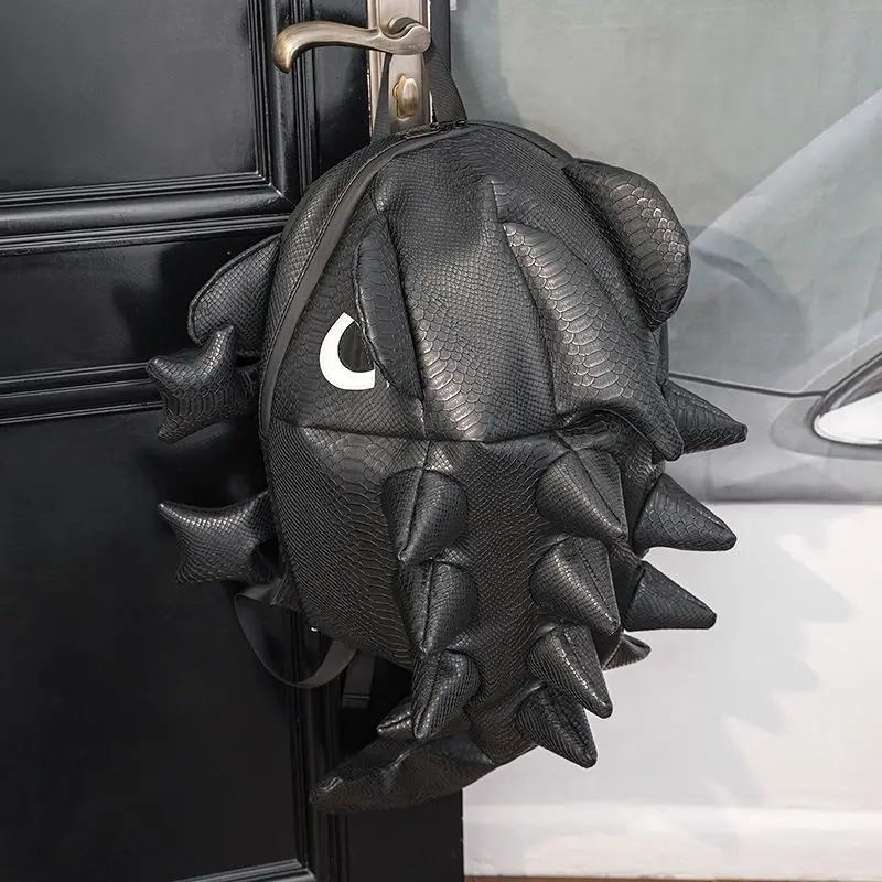 Imagem -03 - Dragão 3d Mochila Realista Dragão Preto Mochila Dragão Bonito Bolsa de Escola com Picos Cauda Dragão à Prova Impermeável Água Bolsa de Equitação Couro