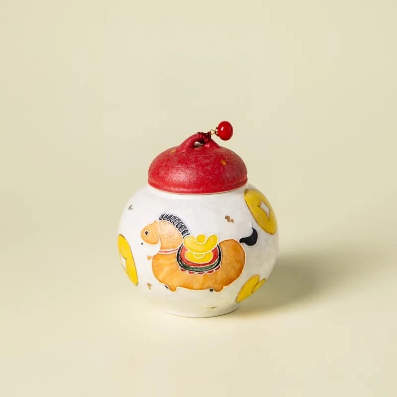Pony jar ceramics household small moisture-proof seal immediately money storage jar gift box