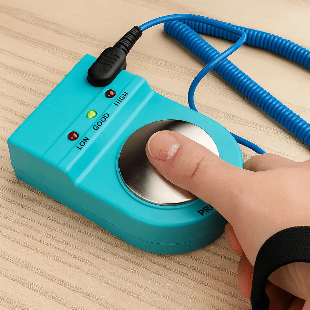 Alta qualidade esd pulseira de pulso testador almofada conexão de fio de aterramento anti-estático pulseira de pulso testador eletrônico fábrica