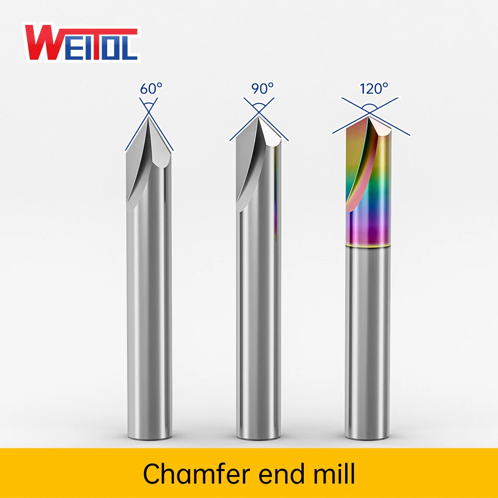 

Weitol 2F straight groove V-shape chamfer endmill alloy tungsten steel milling cutter, acrylic/aluminum center drill bit