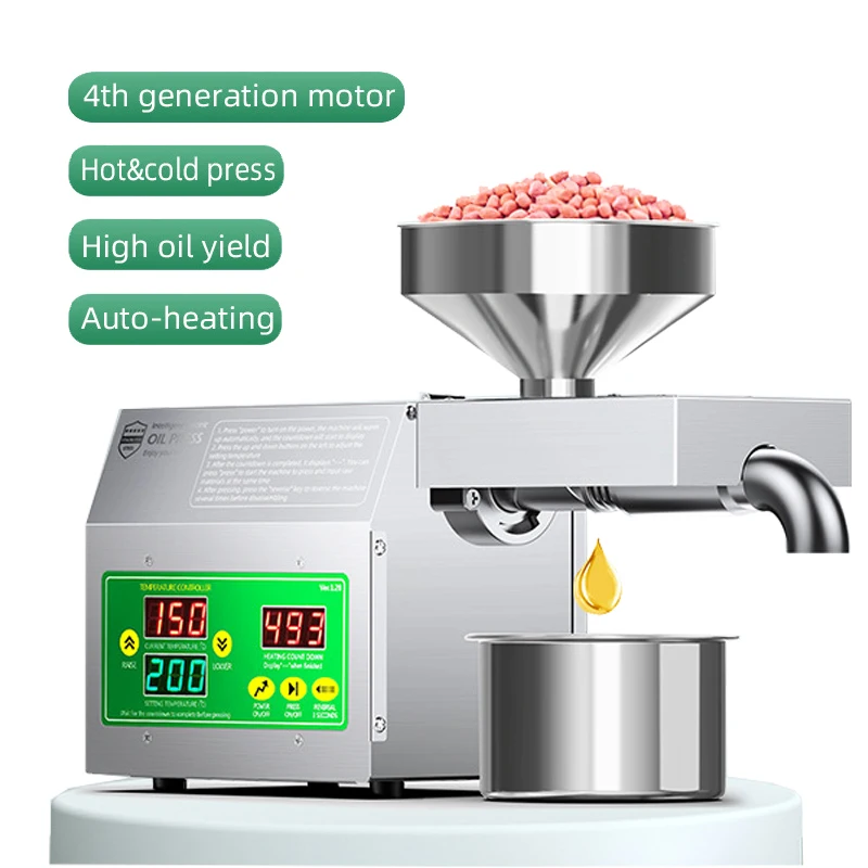 110V/220V Oil Press Cold Hot Press Oil Automatic Peanut FLaxseed Oil Extractor Intelligent Temperature Control Presser