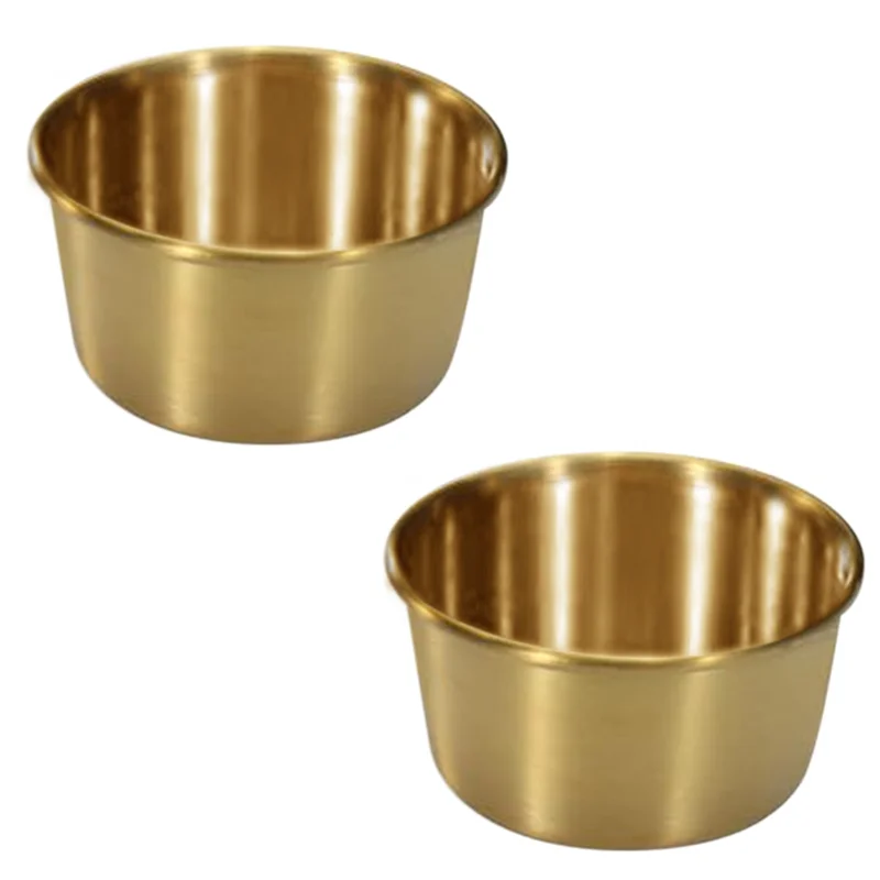 

AB66-24Pcs 2 Oz Stainless Steel Dipping Sauce Cup, Mini Dip Bowls, Reusable Metal Condiment Cups Ramekins Containers (Gold)