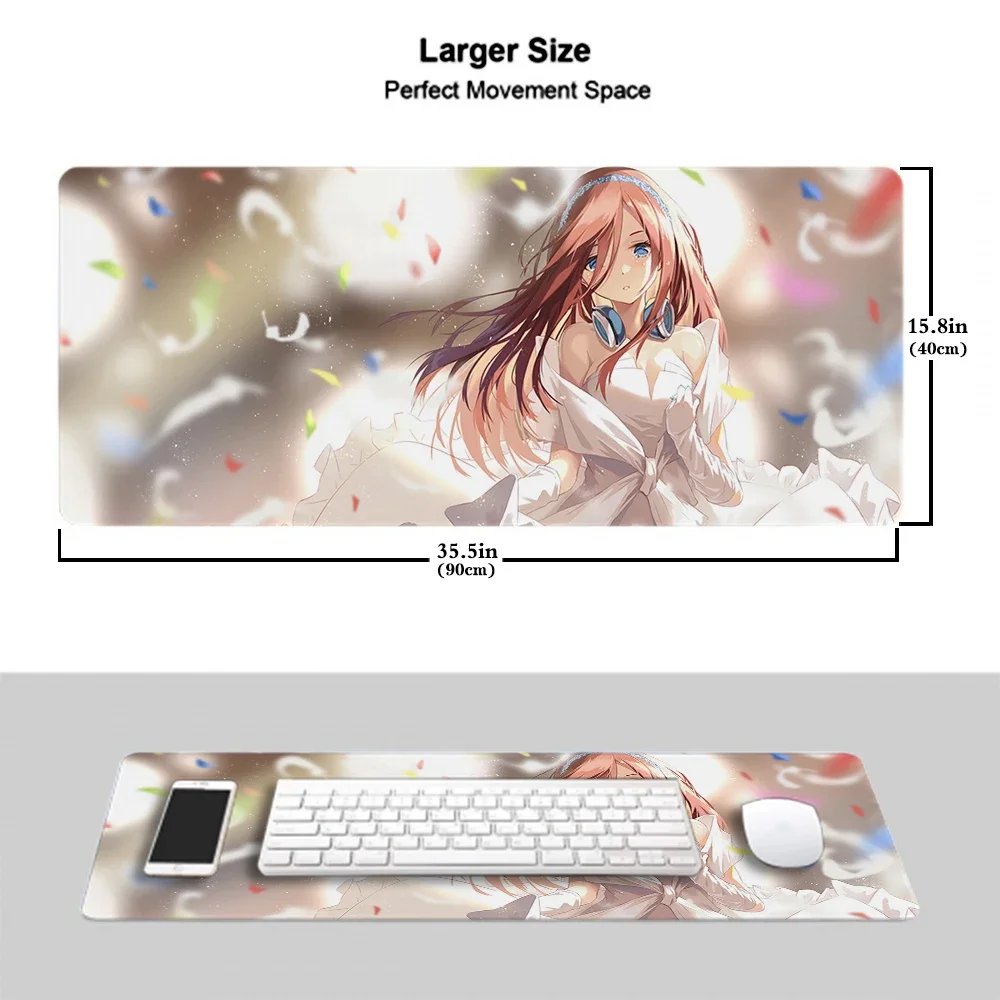 Gotoubun No Hanayome Boy Gift Pad Silicone Pad to Mouse pad Game Size for Office Long Table Mat Desk for Teen Girls for Bedroom