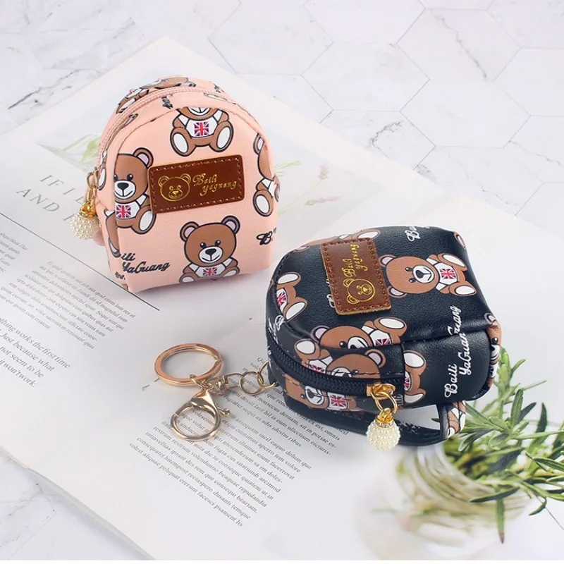 

Cartoon Bear Kawaii Coin Purses Wallet for Women Korean Fashion Zipper PU Leather Coin Pouch Cute Girl Mini Backpack Small Bag