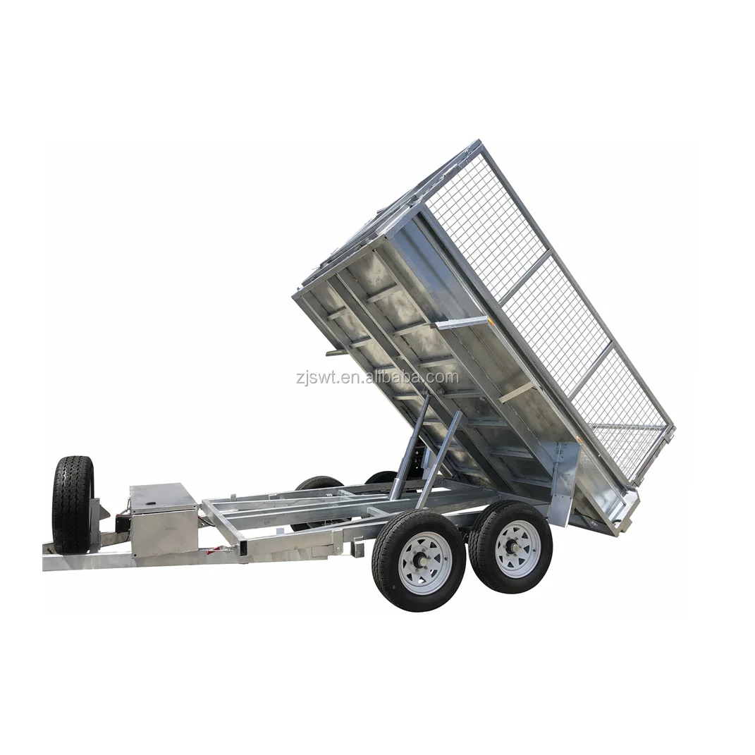 10x5 Tandem Cage Trailer with Ramp Galvanized Hydraulic Tipping Flatbed Trailer