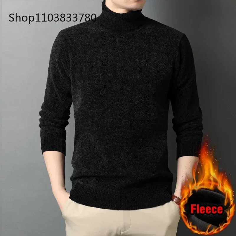 Suéter de cuello alto para hombre, suéter informal grueso de punto con cuello redondo, jersey cálido para hombre, suéter de lana, prendas de vestir para hombre, prendas de punto 3XL 4XL