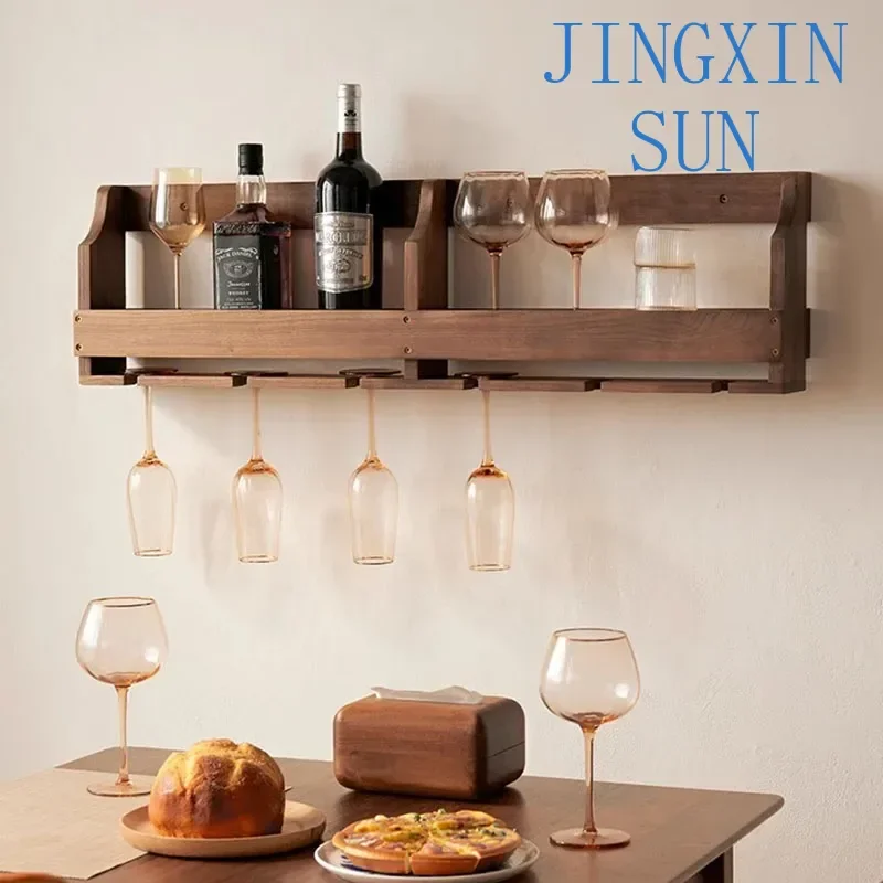 Wood Salon Kitchen Wine Cabinets Bar Liquor Shelf Buffet Hanging Wine Racks Bottle Club Drink Botellero Vino Hotel Furniture