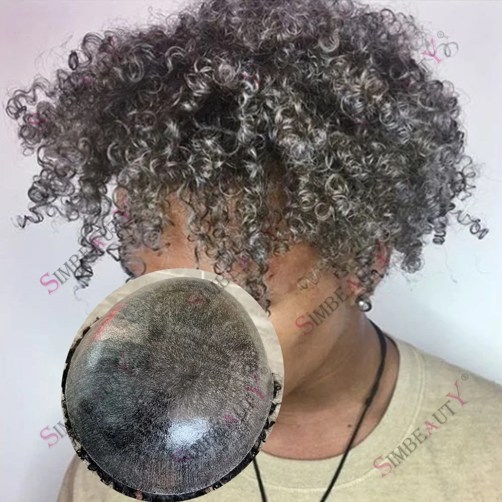 

Серый парик-накладка 1B40 1B65 1B80 с натуральной линией роста волос, суперпрочный, 8 мм, афро, мужской, черный, кудрявый, коричневый # 4 тонких микро-накладных парика из натуральных человеческих волос