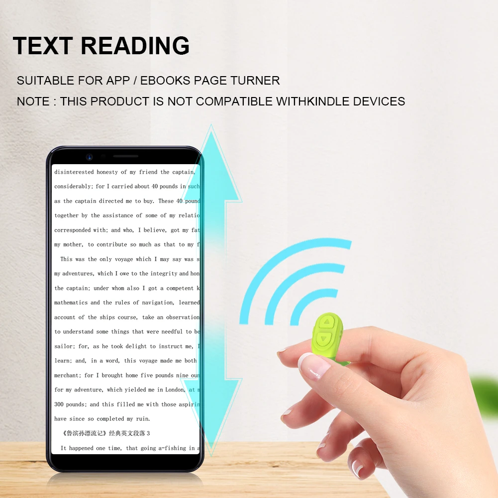 For TikTok Scrolling Ring Wireless Remote Page Turner Clicker Kindle App Camera Shutter Selfie Video Recording for iOS Android