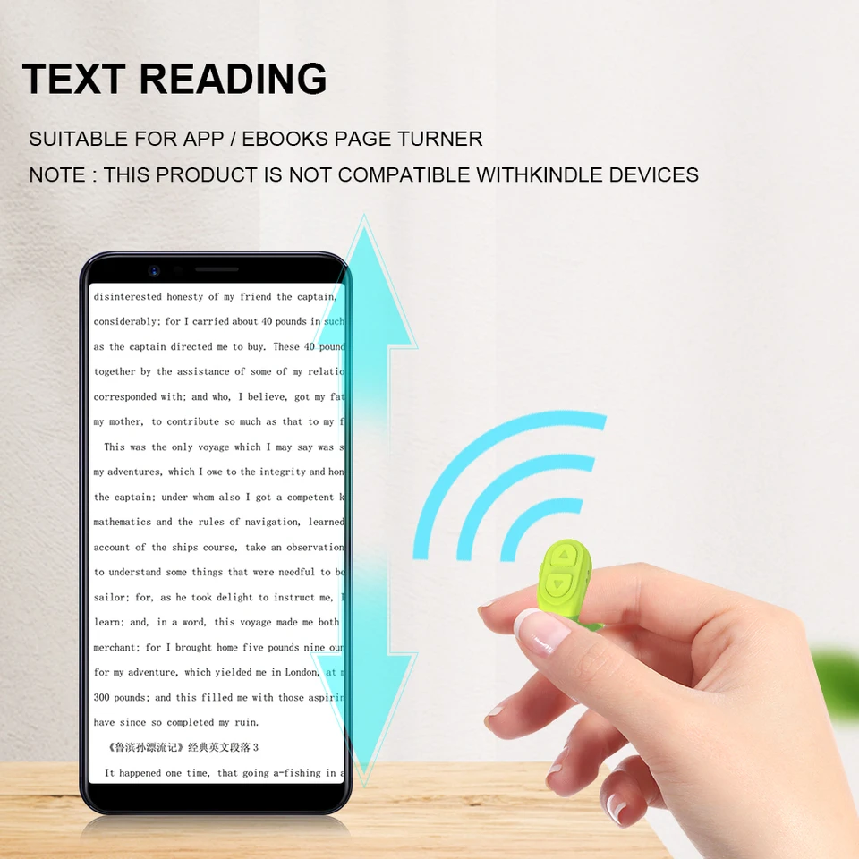 Mando Remoto 2 En 1 Con Soporte Para Móvil, Para TikTok, Kindle, Selfies Y Desplazamiento De Páginas, Compatible Con IOS Y Android
