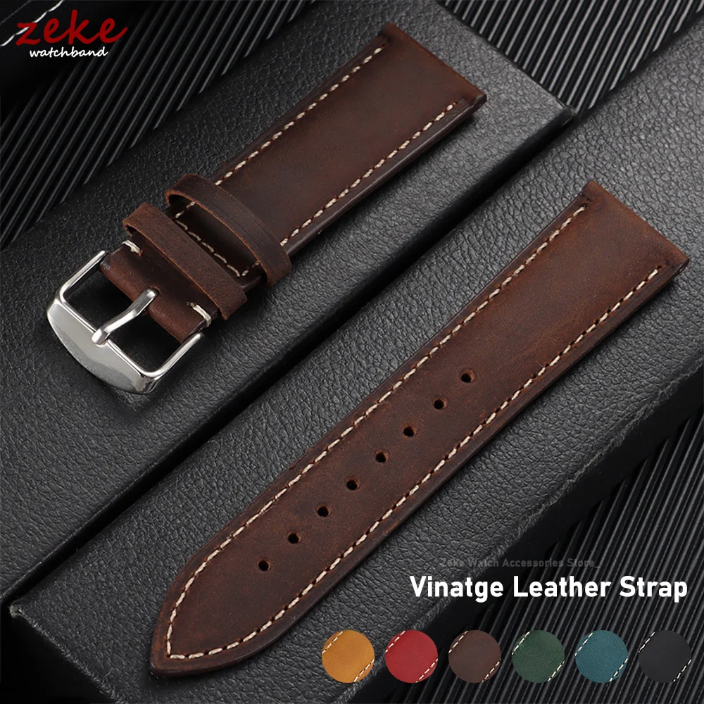 Bracelet de montre en cuir de veau véritable, 20mm 22mm, pour Seiko, Bracelet marron Vintage, à dégagement rapide, pour hommes et femmes, accessoires