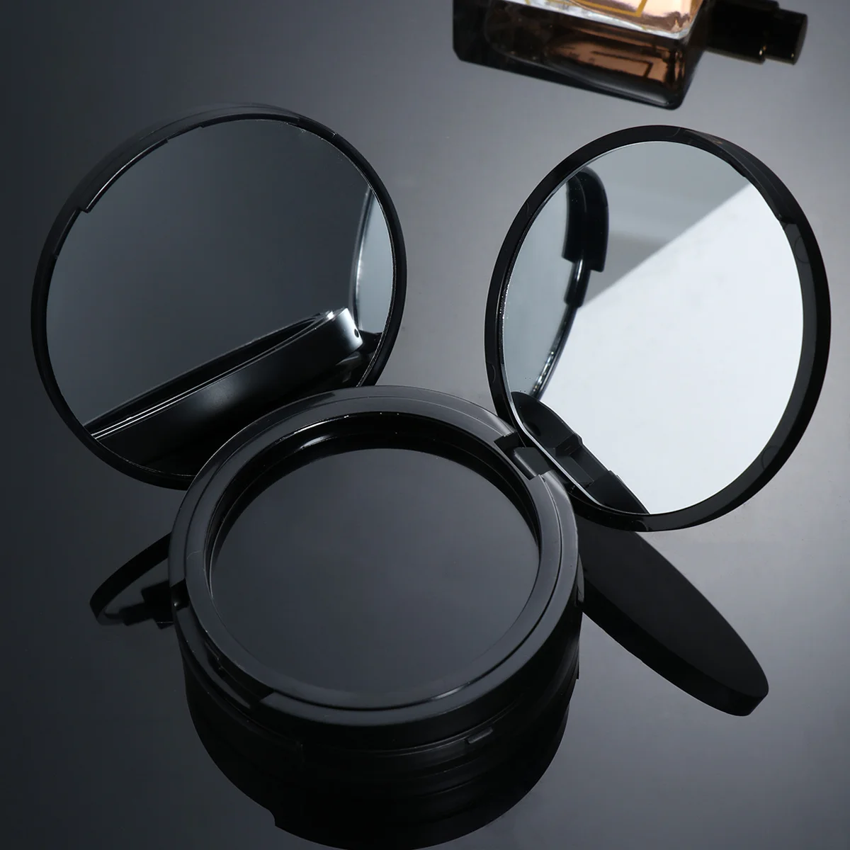 2개입 원형 빈 리필용 크림 용기 블랙 경량 휴대용 거울 콤팩트 여행용 립밤 아이섀도우 케이스