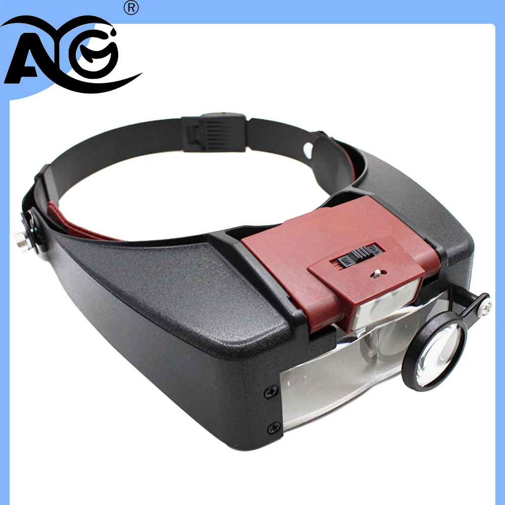 AG Dental 10X Magnifying Headband Glasses LED Illuminated Loupe Adjustable Size Reading Optivisor for Close-Up Work