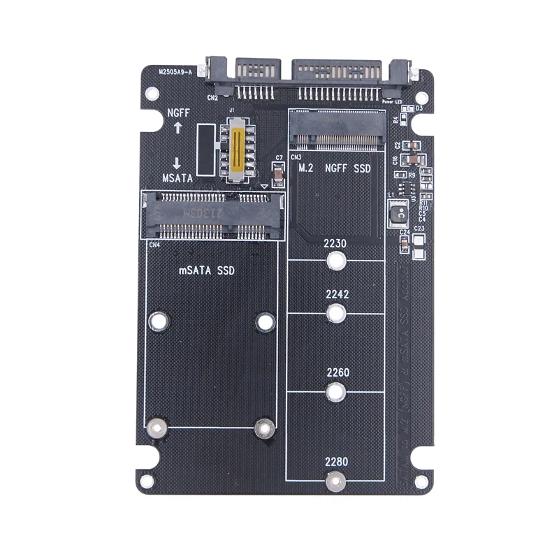 M.2 NGFF & mSATA to SATA 3.0 Dual Mode SSD Adapter Card, Built-in Switch for Protocol Switching, External Hard Drive Enclosure C