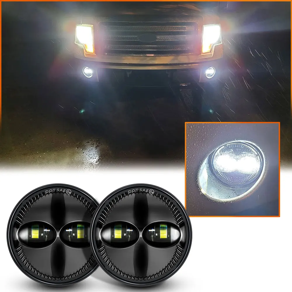 

1 пара новых круглых светодиодных противотуманных фар для Ford F150 Morimoto 2009-2014, круглые черные светодиодные противотуманные фары с бампером