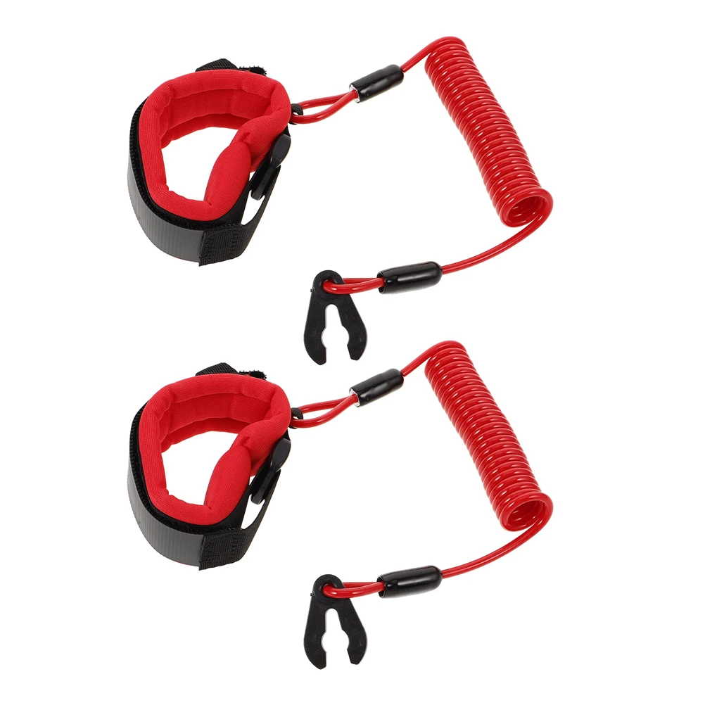 

2 Pcs Motorboat Flameout Rope Lanyard Boating Supplies Red Outboard Safety Leash
