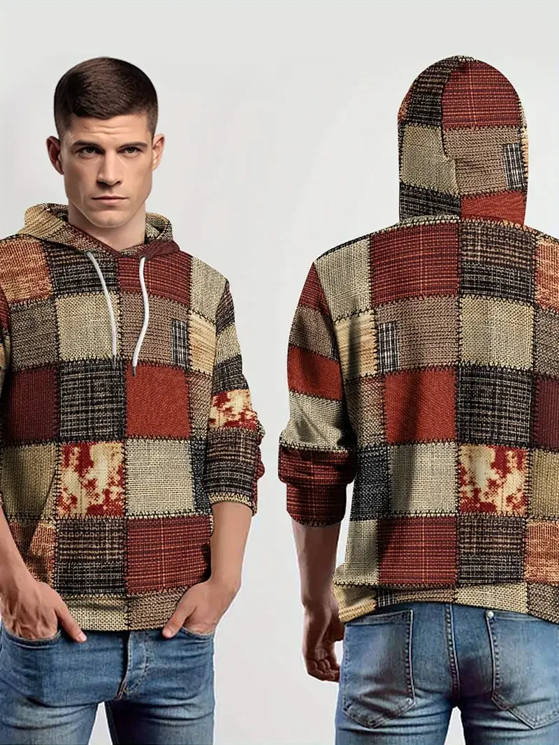 

Мужская толстовка с капюшоном в стиле ретро, толстовка с 3D принтом и длинными рукавами, весенне-осенние повседневные толстовки, толстовки большого размера, пуловеры, топы